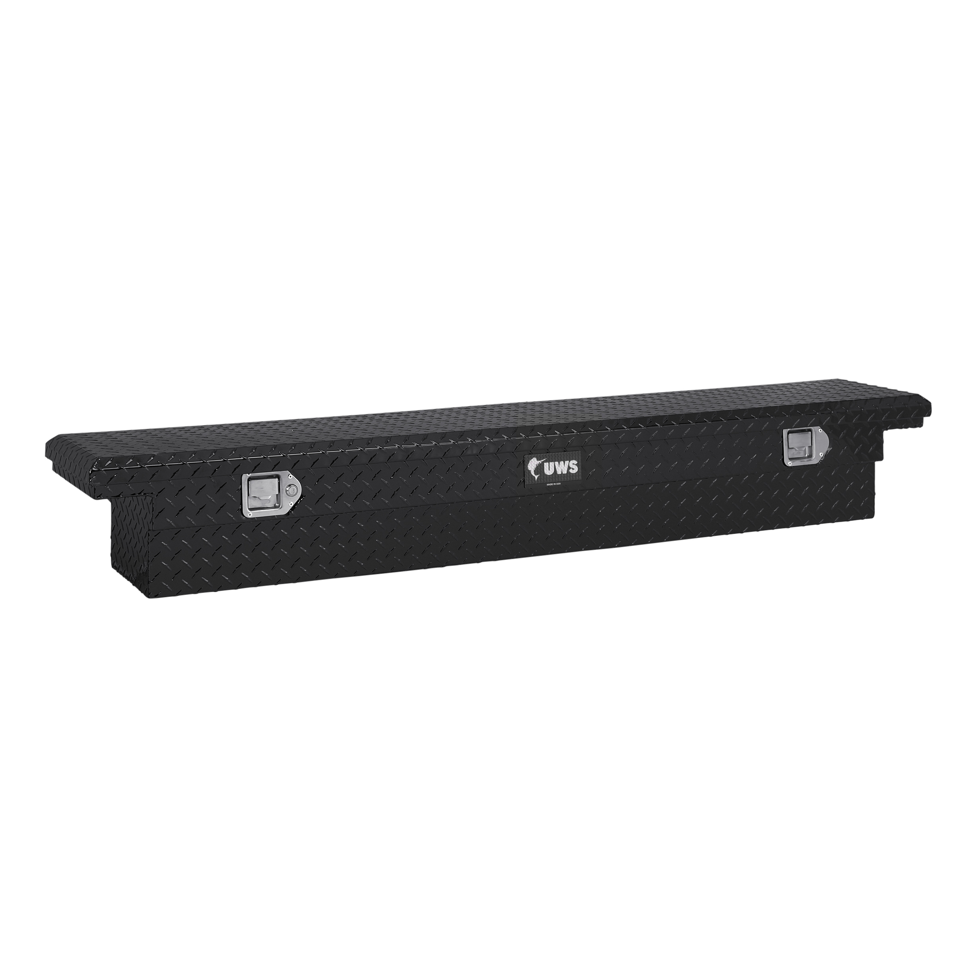 UWS, 69in. Slim-Line Crossover Truck Tool Box, Width 69.875 in, Material Aluminum, Color Finish Gloss Black, Model# EC10552